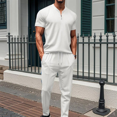Men’s Fitness Set – Slim Fit – Stretch Fabric – Zipped Top and Joggers