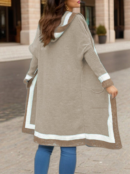 Women’s Long Cardigan Sweater Jacket – Oversized Fit – Hooded – Cozy Knit – Ribbed Cuffs