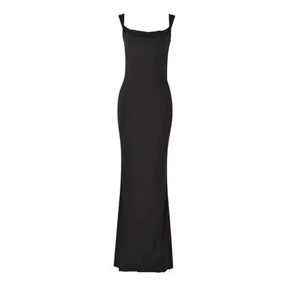 Women’s Evening Dress – Slim Fit – Cowl Neck – Draped Bust – Sculpted Waist – Full Length
