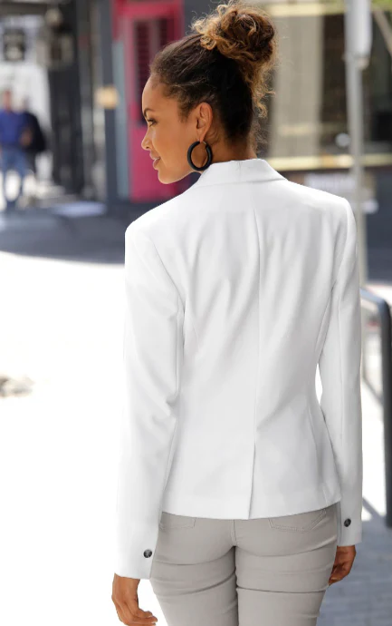 Women’s Blazer – Tailored Fit – Single Button – Notched Lapel – Long Sleeve Wool Blend