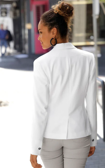 Women’s Blazer – Tailored Fit – Single Button – Notched Lapel – Long Sleeve Wool Blend