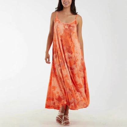 Women’s Maxi Dress – Flowing Fit – Deep V-Neck – Adjustable Straps – Breathable Blend