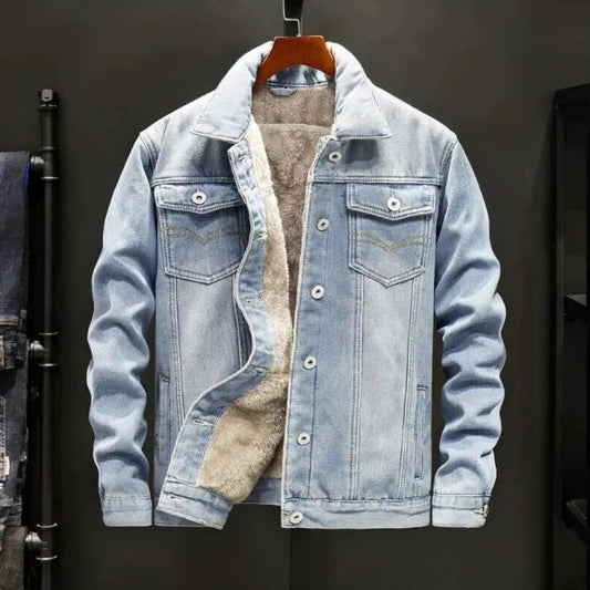 Men’s Denim Jacket – Relaxed Fit – Sherpa Lined – Button Front – Chest Pockets