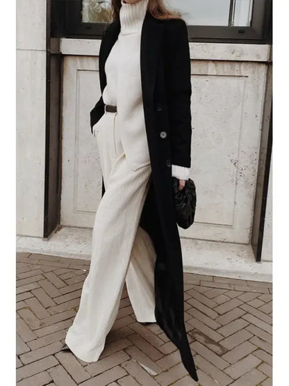 Women’s Wool Coat – Tailored Fit – Double Breasted – Full Length – Notched Lapel
