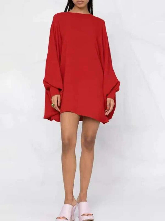Women’s Mini Dress – Oversized Fit – Wide Sleeves – Silk – Casual Style