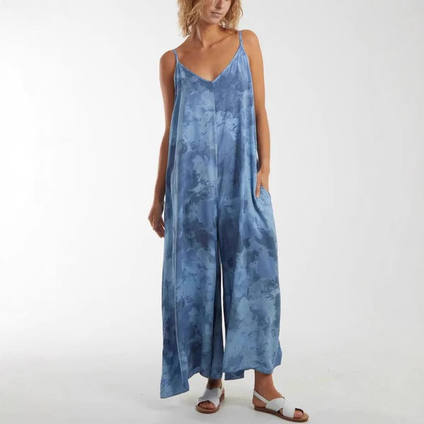 Women’s Maxi Dress – Flowing Fit – Deep V-Neck – Adjustable Straps – Breathable Blend