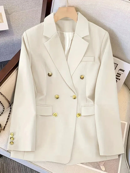 Women’s Blazer – Tailored Fit – Double-Breasted – Gold Buttons – Notched Lapel Formal Wear