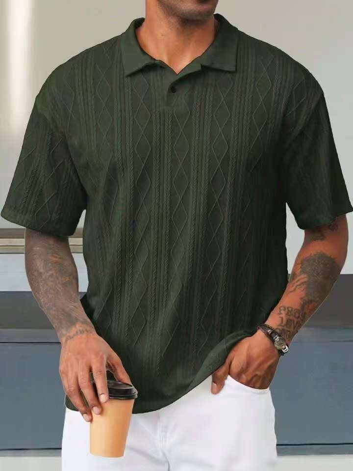 Men’s Polo Shirt – Relaxed Fit – Cotton – Textured Knit – Casual Short Sleeve