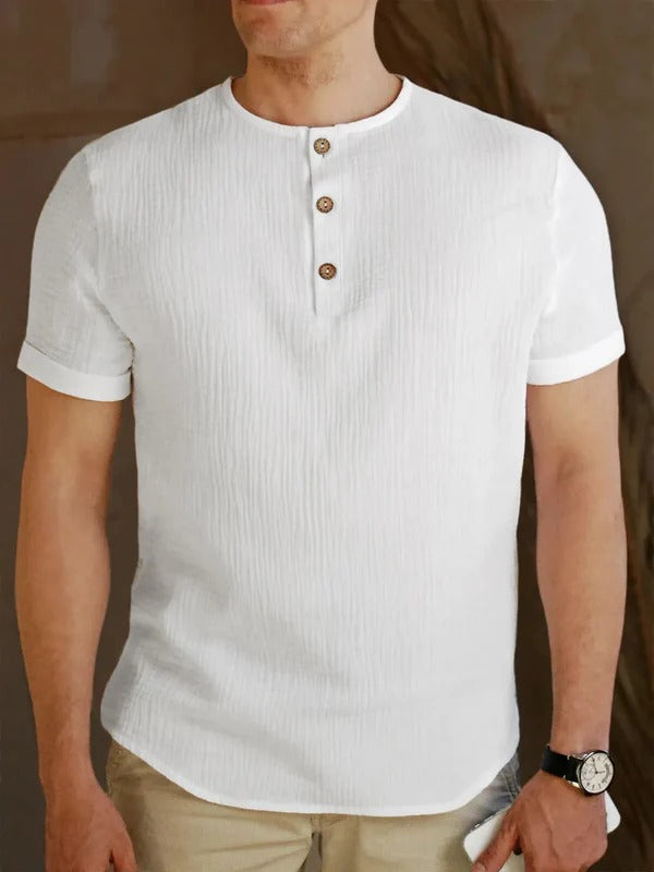 Men’s Henley T-shirt – Regular Fit – Soft Knit – Short Sleeve – Button Neck Casual Wear