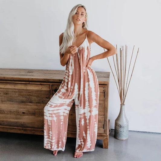 Women’s Jumpsuit – Relaxed Fit – Wide Leg – Spaghetti Strap – Soft Fabric Blend