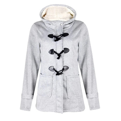 Women’s Long Coat – Tailored Fit – Wool Blend – Hooded with Toggle Fastening