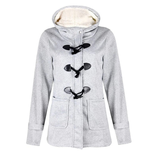 Women’s Long Coat – Tailored Fit – Wool Blend – Hooded with Toggle Fastening