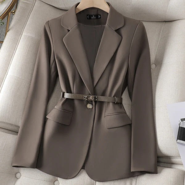 Women’s Blazer – Tailored Fit – Belted Waist – Single Button – Classic Lapel