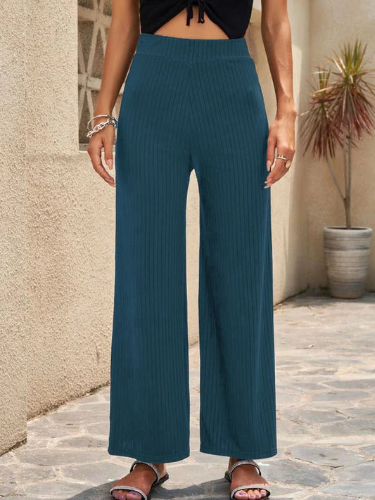 Women’s Palazzo Pants – High Waist – Wide Leg – Pleated – Breathable Fabric