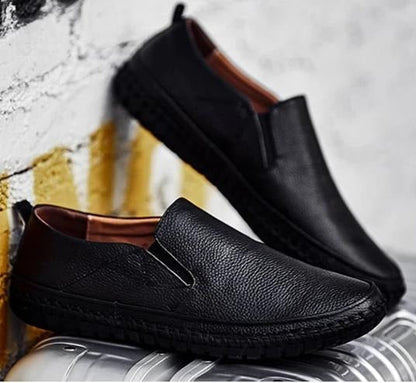 Men’s Formal Shoes – Leather Slip-On – Elastic Goring – Round Toe – Rubber Sole