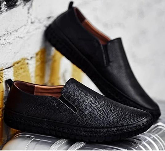 Men’s Formal Shoes – Leather Slip-On – Elastic Goring – Round Toe – Rubber Sole
