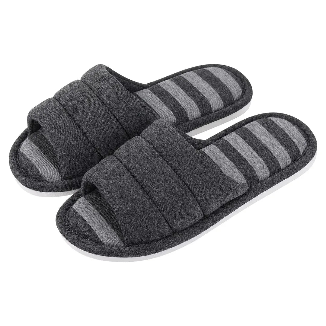 Women’s Slippers – Plush Quilted Strap – Open Toe – Cushioned Slip-On Indoor Flats