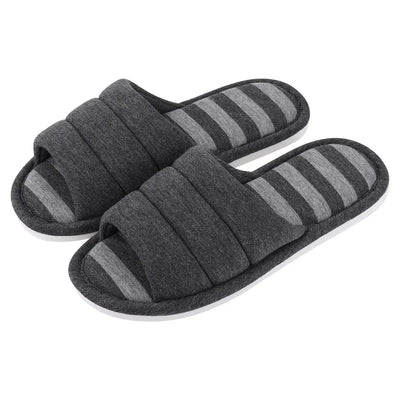 Women’s Slippers – Plush Quilted Strap – Open Toe – Cushioned Slip-On Indoor Flats