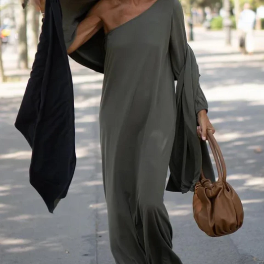 Women’s One Shoulder Dress – Slim Fit – Full Length