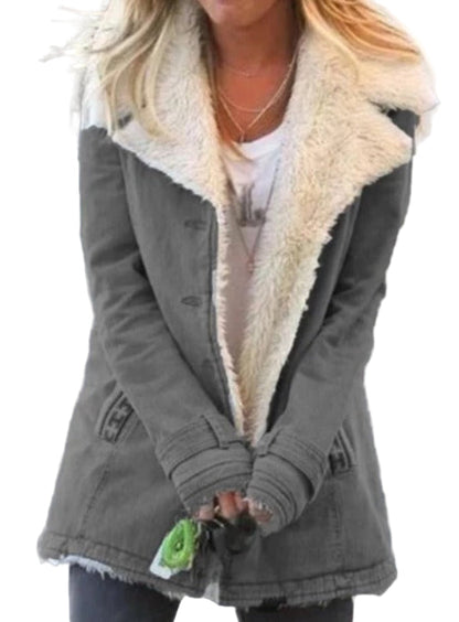 Women’s Hooded Coat – Plush Fleece Feel – Mid-Length – Relaxed Fit – Everyday Outerwear