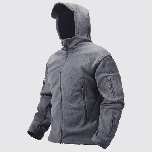Men’s Thermal Coat – Fleece Insulated – Structured Fit – Hooded with Zipper Closure
