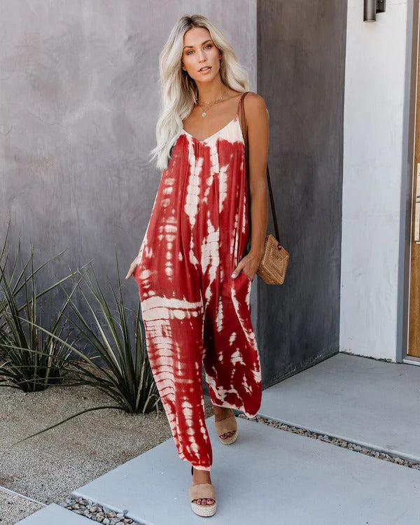 Women’s Jumpsuit – Relaxed Fit – Wide Leg – Spaghetti Strap – Soft Fabric Blend