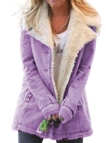 Women’s Hooded Coat – Plush Fleece Feel – Mid-Length – Relaxed Fit – Everyday Outerwear