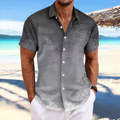 Men’s Short Sleeve Shirt – Relaxed Fit – Button Down – Gradient Stripe Print