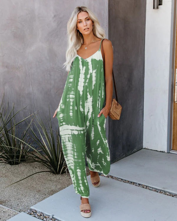 Women’s Jumpsuit – Relaxed Fit – Wide Leg – Spaghetti Strap – Soft Fabric Blend