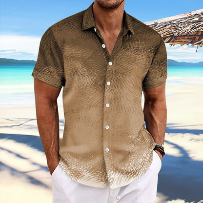 Men’s Short Sleeve Shirt – Relaxed Fit – Button Down – Gradient Stripe Print