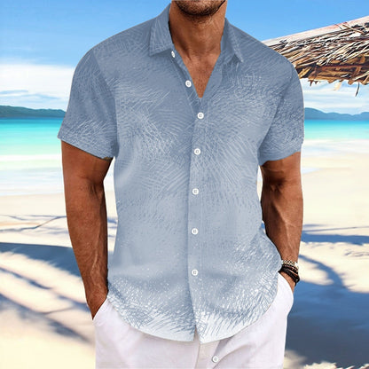 Men’s Short Sleeve Shirt – Relaxed Fit – Button Down – Gradient Stripe Print
