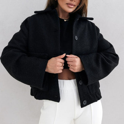 Women’s Blazer – Wool – Oversized Fit – Single Breasted – Lapel Collar – Front Pockets