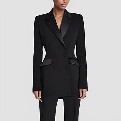 Women’s Blazer Mini Dress – Tailored Fit – Double Breasted – Long Sleeve