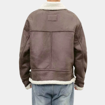 Men’s Bomber Jacket – Relaxed Fit – Soft Shell – Sherpa Trim – Full Zip Front