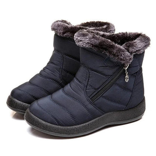 Women’s Ankle Boots – Quilted Water-Resistant – Faux Fur Lined – Zip Closure Non-Slip