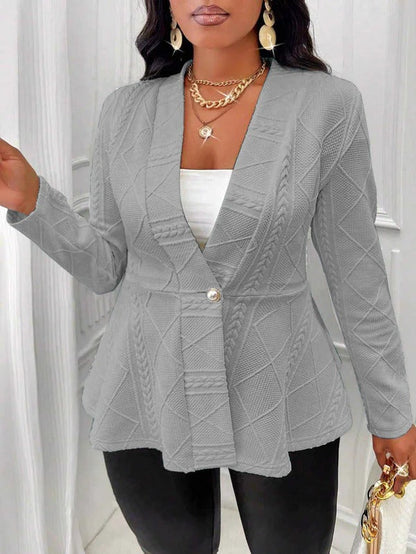 Women’s Blazer – Tailored Fit – Textured Weave – Single Button – Formal Office Wear