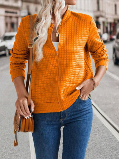 Women’s Quilted Jacket – Relaxed Fit – Zipper Front – Hip Length