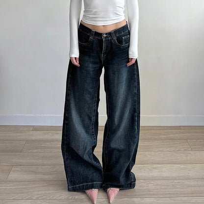 Women’s Wide Leg Jeans – Relaxed Fit – Full Length – Five Pocket Casual Style