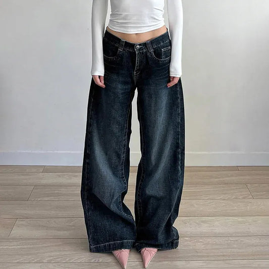 Women’s Wide Leg Jeans – Relaxed Fit – Full Length – Five Pocket Casual Style