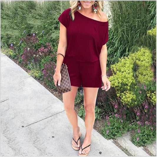 Women’s One-Piece Romper – Off-Shoulder – Relaxed Fit – Breathable Lightweight Fabric