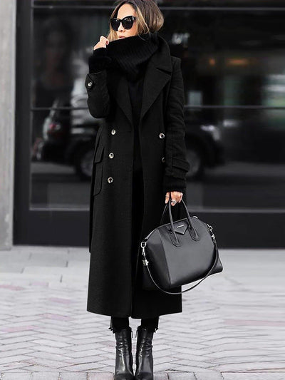 Women’s Wool Coat – Tailored Fit – Double-Breasted – Full Length – Notched Lapel