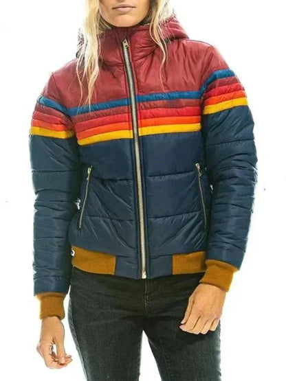 Women’s Puffer Jacket – Quilted Insulated – Slim Fit – High Collar – Zipped Pockets