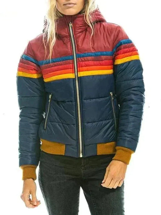 Women’s Puffer Jacket – Quilted Insulated – Slim Fit – High Collar – Zipped Pockets