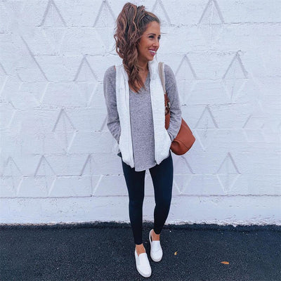 Women’s Vest – Soft Fleece – Relaxed Fit – Zipper Front – High Collar Layering