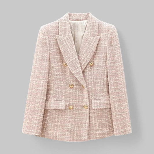 Women’s Blazer – Tailored Fit – Tweed Fabric – Double-Breasted – Wide Lapel