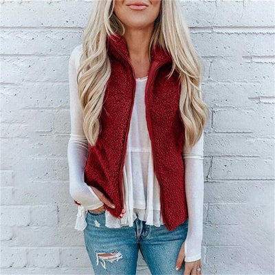 Women’s Vest – Soft Fleece – Relaxed Fit – Zipper Front – High Collar Layering