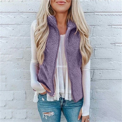 Women’s Vest – Soft Fleece – Relaxed Fit – Zipper Front – High Collar Layering