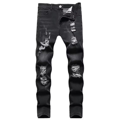 Men’s Slim Fit Jeans – Distressed Denim – Ankle Length – Zipper Fly Casual Style