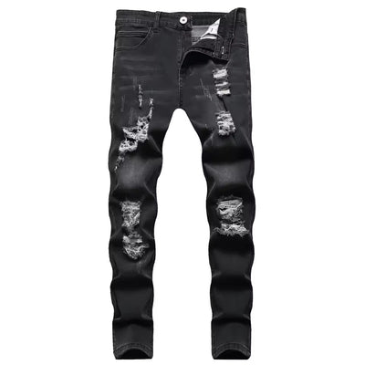 Men’s Slim Fit Jeans – Distressed Denim – Ankle Length – Zipper Fly Casual Style