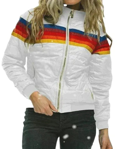 Women’s Puffer Jacket – Quilted Insulated – Slim Fit – High Collar – Zipped Pockets